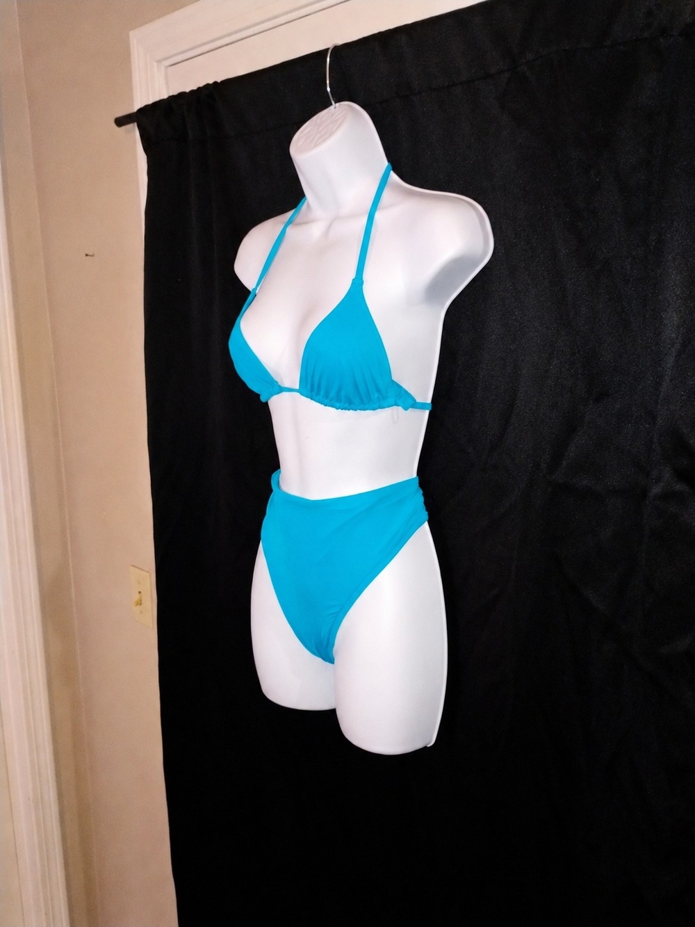 SKIMS Bright Turquoise Halter Triangle Bikini Set Medium Bottom Small Top